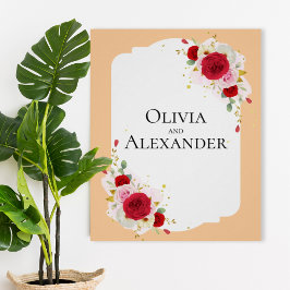 Elegant Floral Wedding Poster Sign ポスター