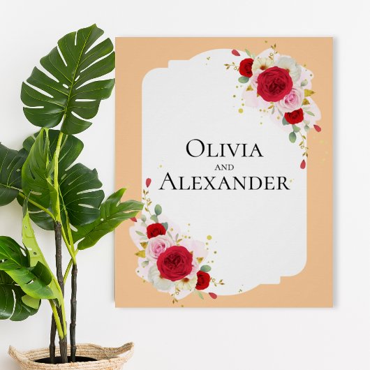 Elegant Floral Wedding Poster Sign ポスター
