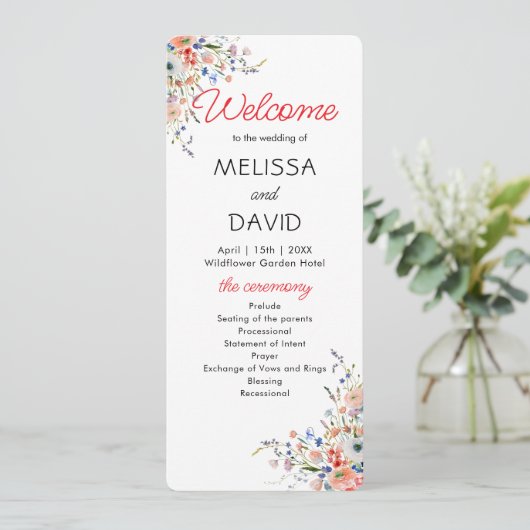 Elegant Floral Wedding Program カード (スタンド正面)