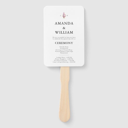 Elegant Floral Wedding Program ハンドファン (正面)