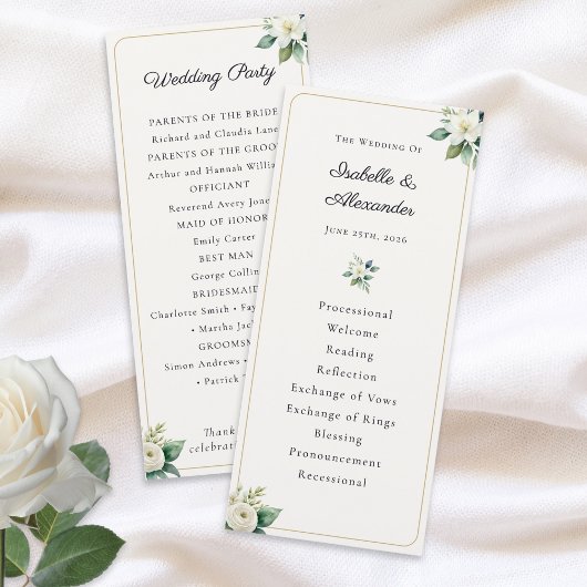 Elegant Floral Wedding Program Template プログラム
