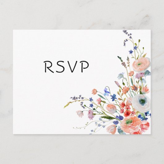 Elegant Floral Wedding PSVP ポストカード (正面)