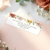 Elegant Floral Wedding Return Address ラベル