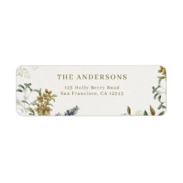 Elegant Floral Wedding Return Address Label  ラベル
