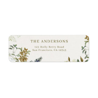 Elegant Floral Wedding Return Address Label  ラベル