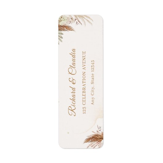 Elegant Floral Wedding Return Address Label  ラベル (正面)