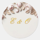Elegant Floral Wedding Round Sticker ラウンドシール (正面)