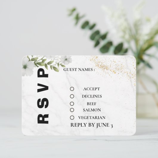 Elegant Floral Wedding RSVP Card  (スタンド正面)