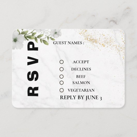 Elegant Floral Wedding RSVP Card  (正面)