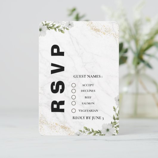 Elegant Floral Wedding RSVP Card  (スタンド正面)