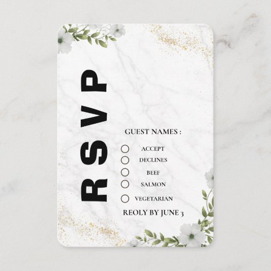 Elegant Floral Wedding RSVP Card  (正面)
