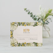 Elegant Floral Wedding RSVP Card 箔招待状ポストカード (立ち正面)