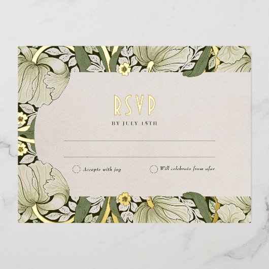 Elegant Floral Wedding RSVP Card 箔招待状ポストカード (正面)