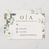 Elegant Floral Wedding RSVP Card | Watercolor  (正面/裏面)