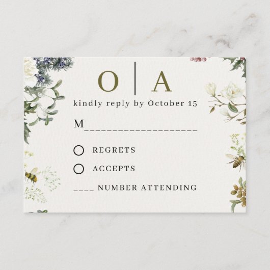 Elegant Floral Wedding RSVP Card | Watercolor  (正面)