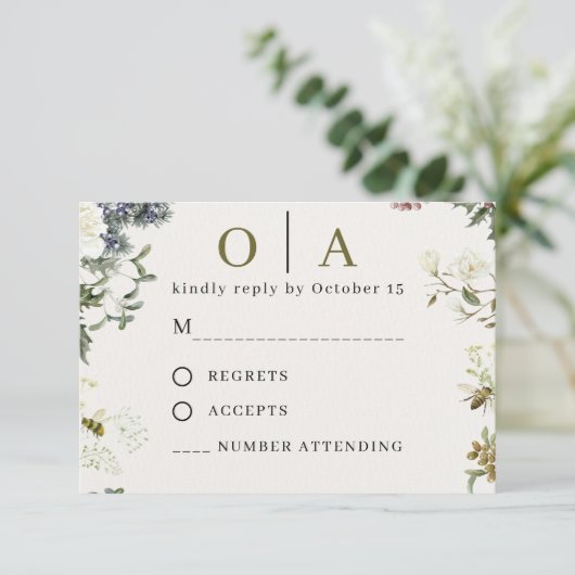 Elegant Floral Wedding RSVP Card | Watercolor  (スタンド正面)
