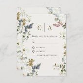 Elegant Floral Wedding RSVP Card | Watercolor  (正面/裏面)