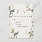 Elegant Floral Wedding RSVP Card | Watercolor  (正面)