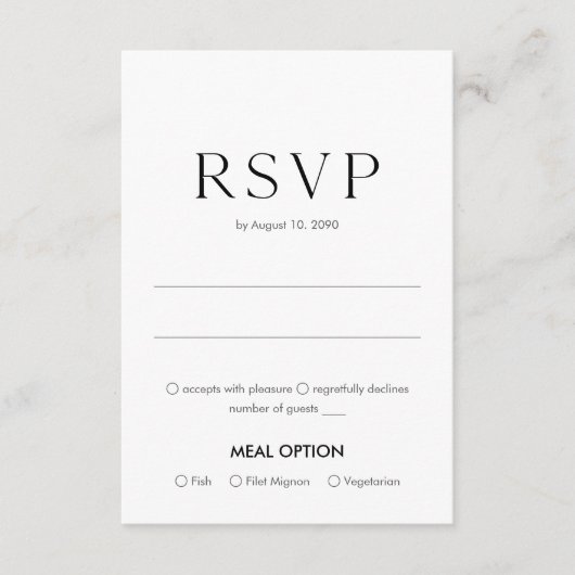 Elegant Floral Wedding RSVP Card with Meal Choice (正面)