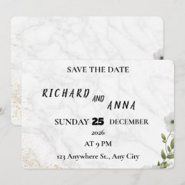 Elegant Floral Wedding Save the Date Card  セーブザデート