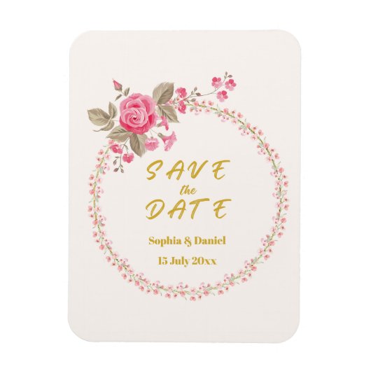 Elegant Floral Wedding Save the Date Magnet マグネット (縦)