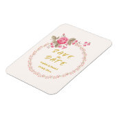 Elegant Floral Wedding Save the Date Magnet マグネット (左側)