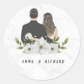 Elegant Floral Wedding Small Round Sticker ラウンドシール (正面)