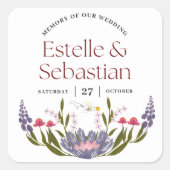 Elegant Floral Wedding Souvenir Sticker  スクエアシール (正面)