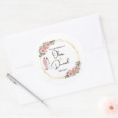 Elegant Floral Wedding Sticker ラウンドシール (封筒)