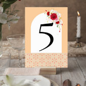 Elegant Floral Wedding Table Number Card テーブルナンバー