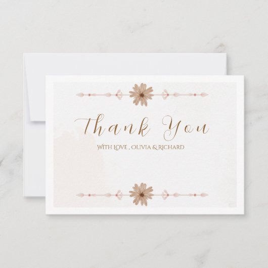 Elegant Floral Wedding Thank You Card サンキューカード (正面)