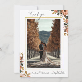 Elegant Floral Wedding Thank You Card  サンキューカード