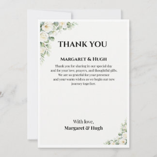 Elegant Floral Wedding Thank You Card 招待状
