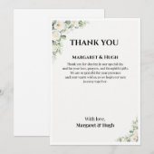 Elegant Floral Wedding Thank You Card 招待状 (正面/裏面)