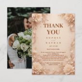 Elegant Floral Wedding Thank You Card Customizable サンキューカード (正面/裏面)