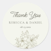 Elegant Floral Wedding Thank You Favor Sticker ラウンドシール (正面)