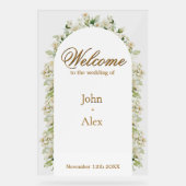 Elegant Floral Wedding Welcome Sign - Custom Made アクリルサイン (正面)