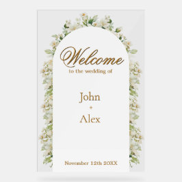 Elegant Floral Wedding Welcome Sign - Custom Made アクリルサイン