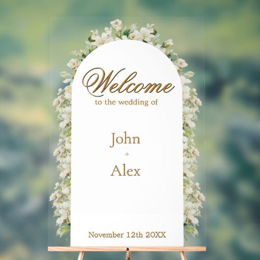 Elegant Floral Wedding Welcome Sign - Custom Made アクリルサイン (ニュートラル)