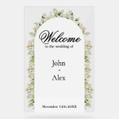 Elegant Floral Wedding Welcome Sign - Custom Made アクリルサイン (正面)