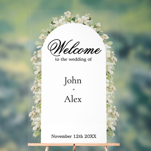 Elegant Floral Wedding Welcome Sign - Custom Made アクリルサイン (ニュートラル)