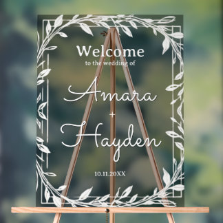 Elegant Floral Wedding Welcome Sign - Custom Made アクリルサイン