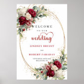 Elegant Floral Wedding Welcome Sign Personalized ポスター (正面)