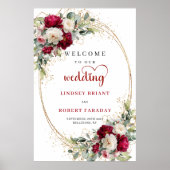 Elegant Floral Wedding Welcome Sign Personalized ポスター (正面)