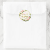 Elegant Floral Wedding Welcome Sticker ラウンドシール (バッグ)