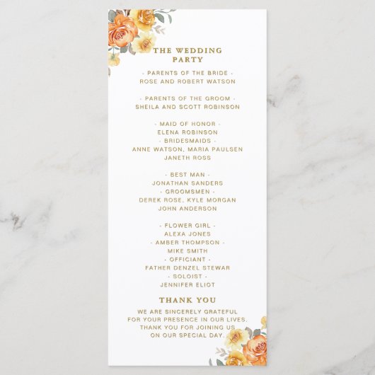 Elegant Floral Wedding With Spring Flowers プログラム (裏面)