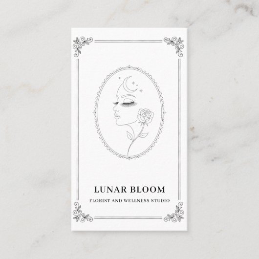 Elegant Floral Wellness Business Card with QR Code 名刺 (正面)