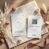 Elegant Floral Wellness Business Card with QR Code 名刺