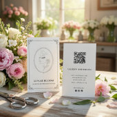 Elegant Floral Wellness Business Card with QR Code 名刺
