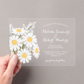 Elegant Floral White Daisies Bouquet Wedding アクリル招待状 (インサイチュ (ポータブル))